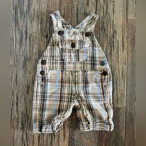Genuine Baby OshKosh B’gosh Cotton Plaid Shortalls Short Overalls Newborn Tan